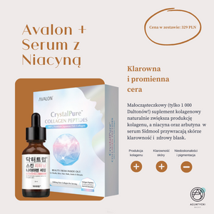 Zestaw Klarowna Cera: Kolagen Hydrolizowany Avalon + serum z Niacyną