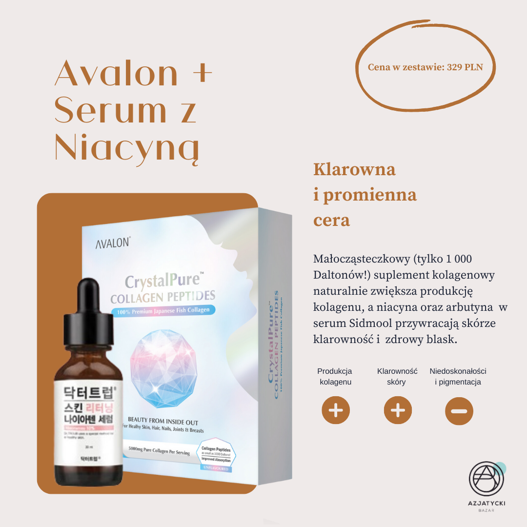 Zestaw Klarowna Cera: Kolagen Avalon + Serum z Niacyną