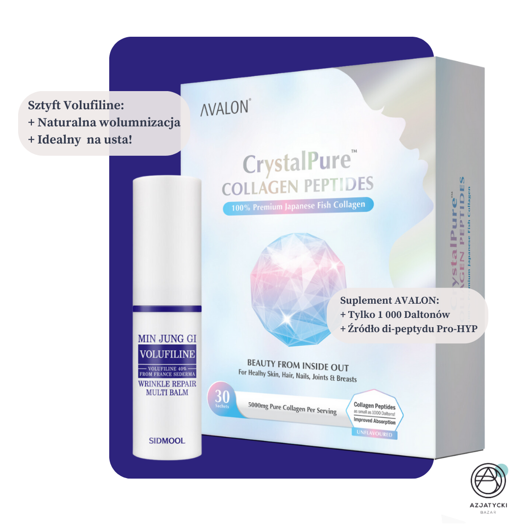 Zestaw Volufiline Plus: Kolagen Avalon + Sztyft Wypełniający, Sidmool (80 PLN oszczędności w zestawie)