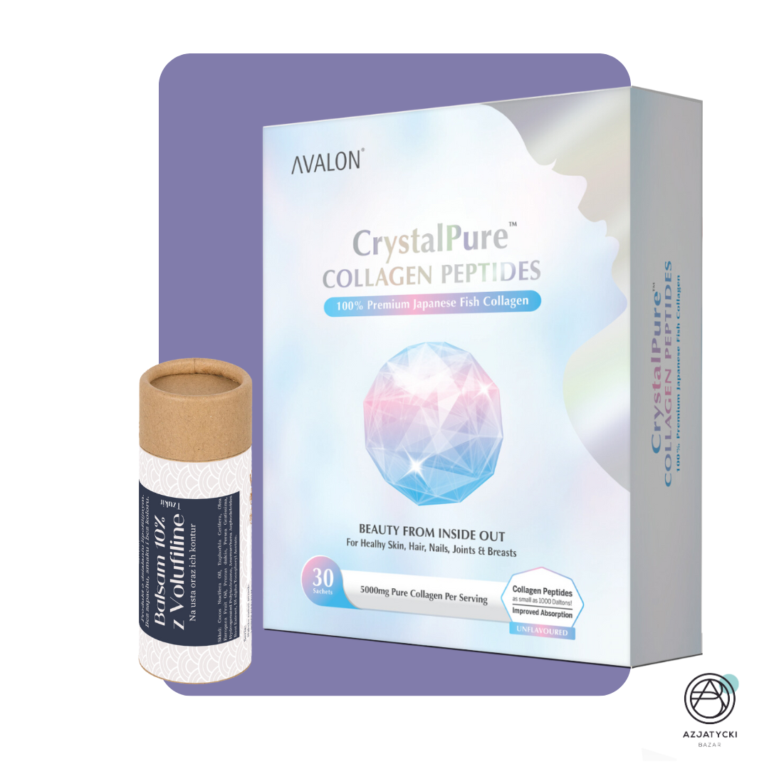 Zestaw GlowUp Night: Kolagen Avalon + Balsam Do Ust z 10% Volufiline, Tzukir (112 PLN oszczędności!)